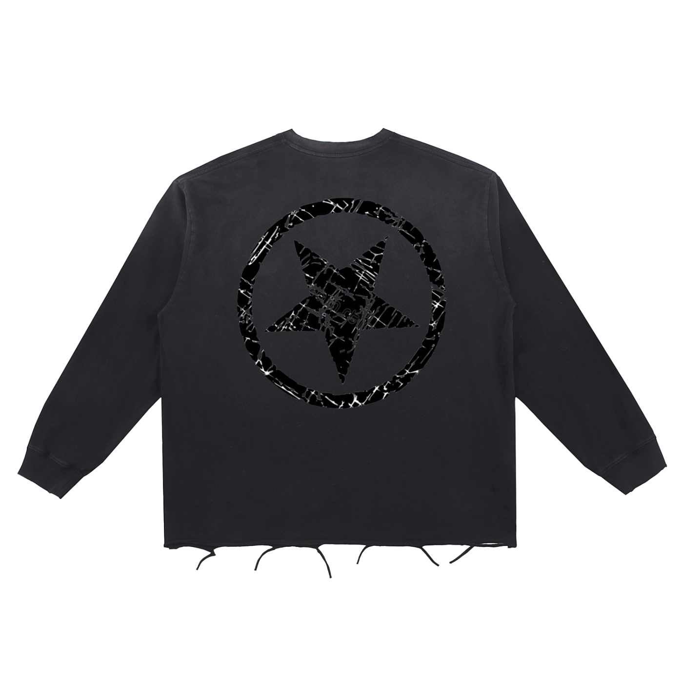 Snow Wash Raw Edge Cotton T-Shirt