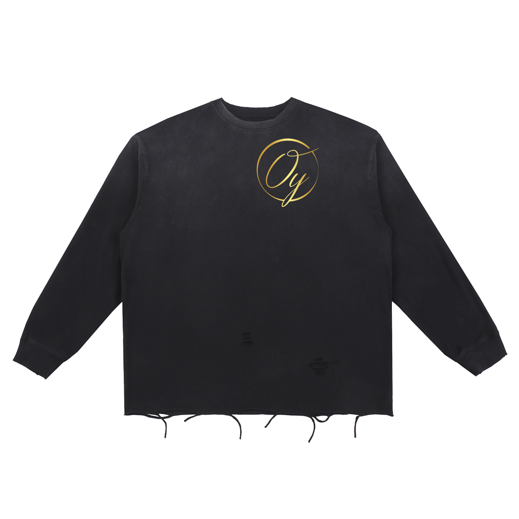 Snow Wash Raw Edge Cotton T-Shirt