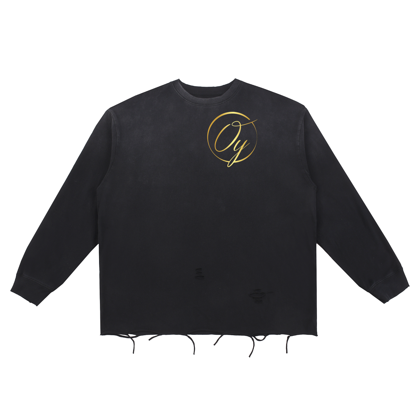 Snow Wash Raw Edge Cotton T-Shirt