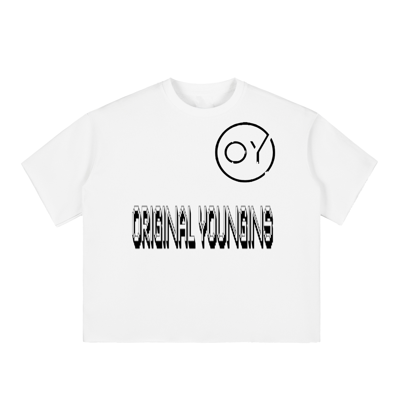 Boxy Half-Sleeve Raw-Edge T-Shirt